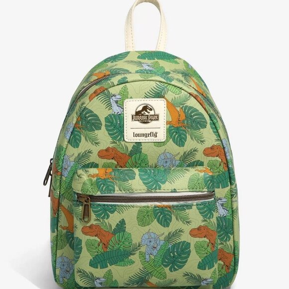 Pre-Loved! Loungefly Jurassic Park Dinosaur Foliage Mini Backpack - Picture 1 of 15